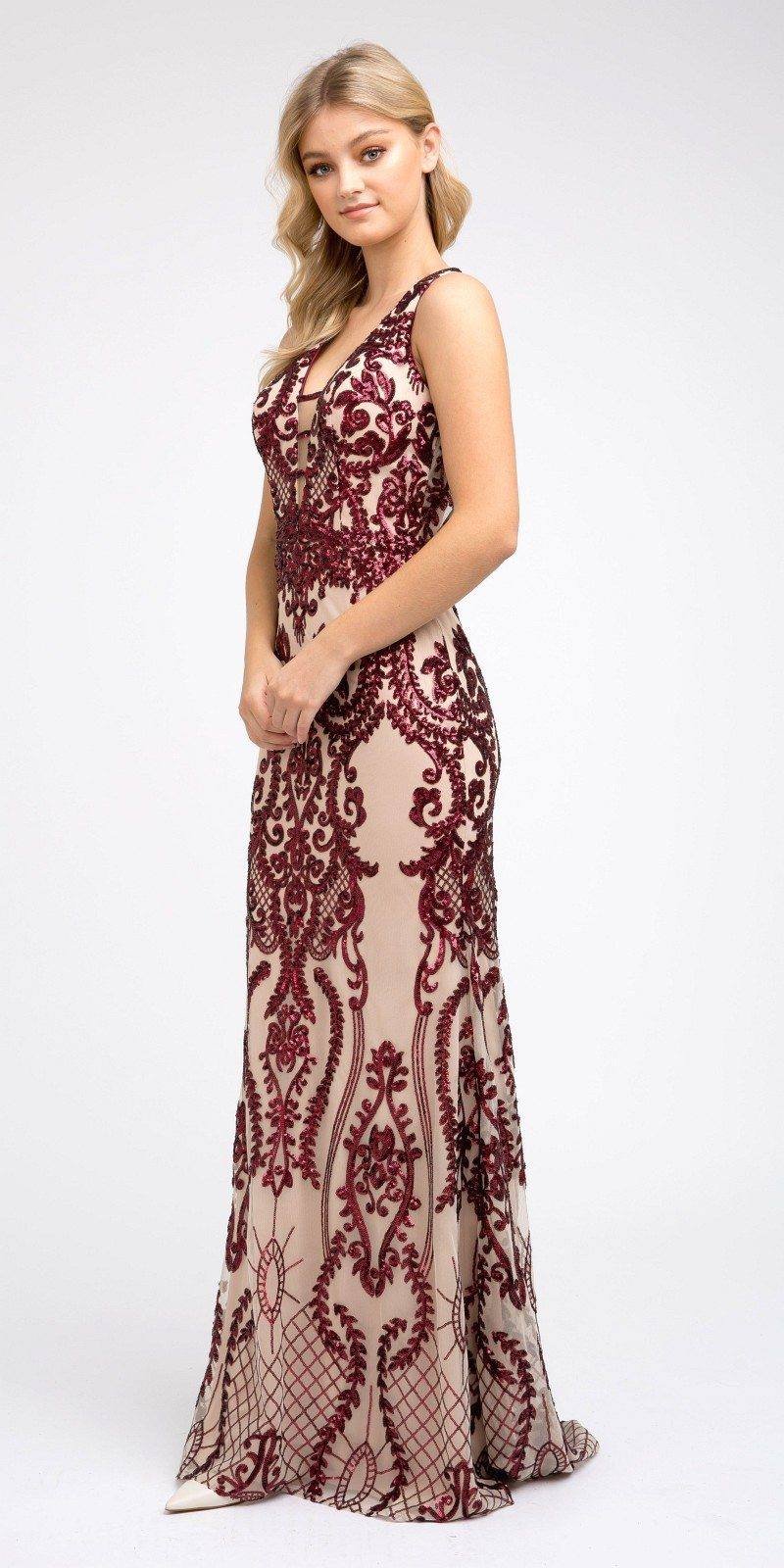 Juliet Sequins Long Evening Dress Cut-Out Back