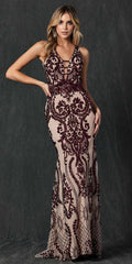 Juliet Sequins Long Evening Dress Cut-Out Back