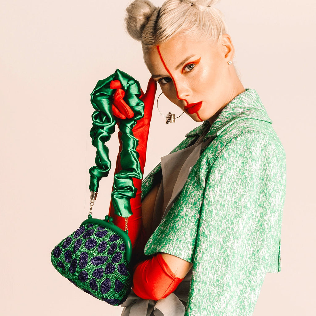 the Arnoldi Jade Clutch Bag In Lush Green & Blue