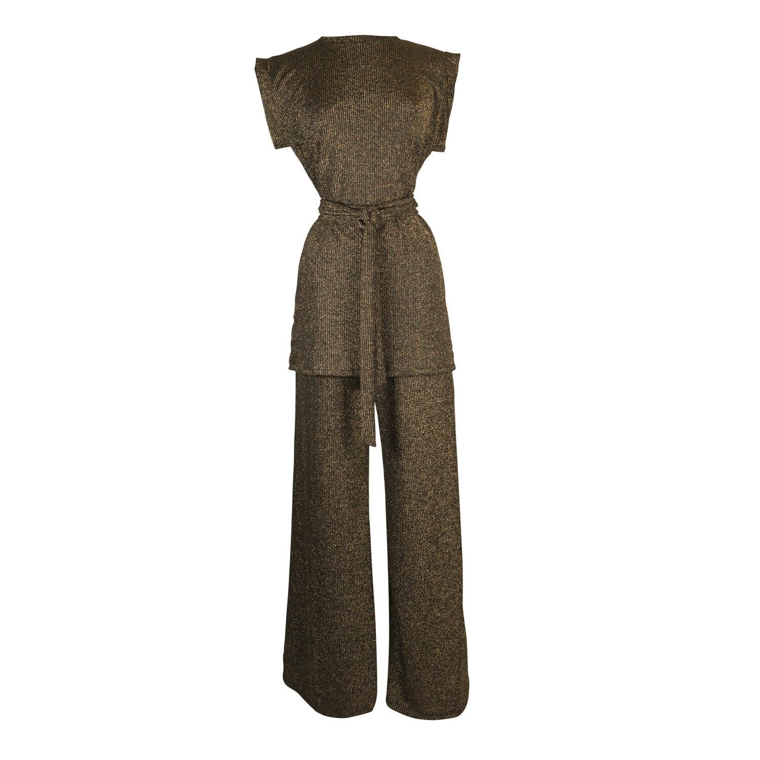Aura Gold Tunic & Palazzo Pant Set