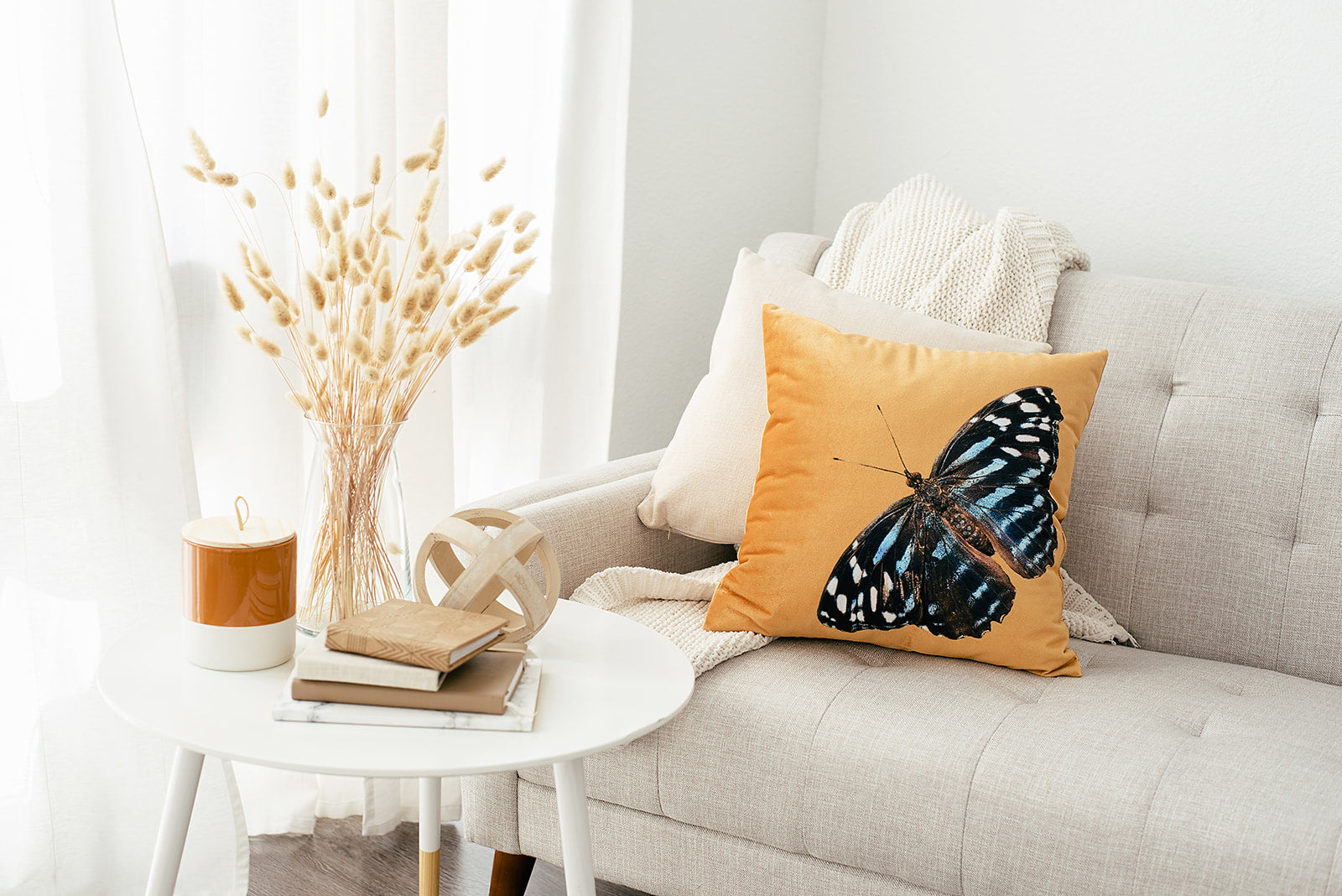 Golden Velvet Butterfly Pillow