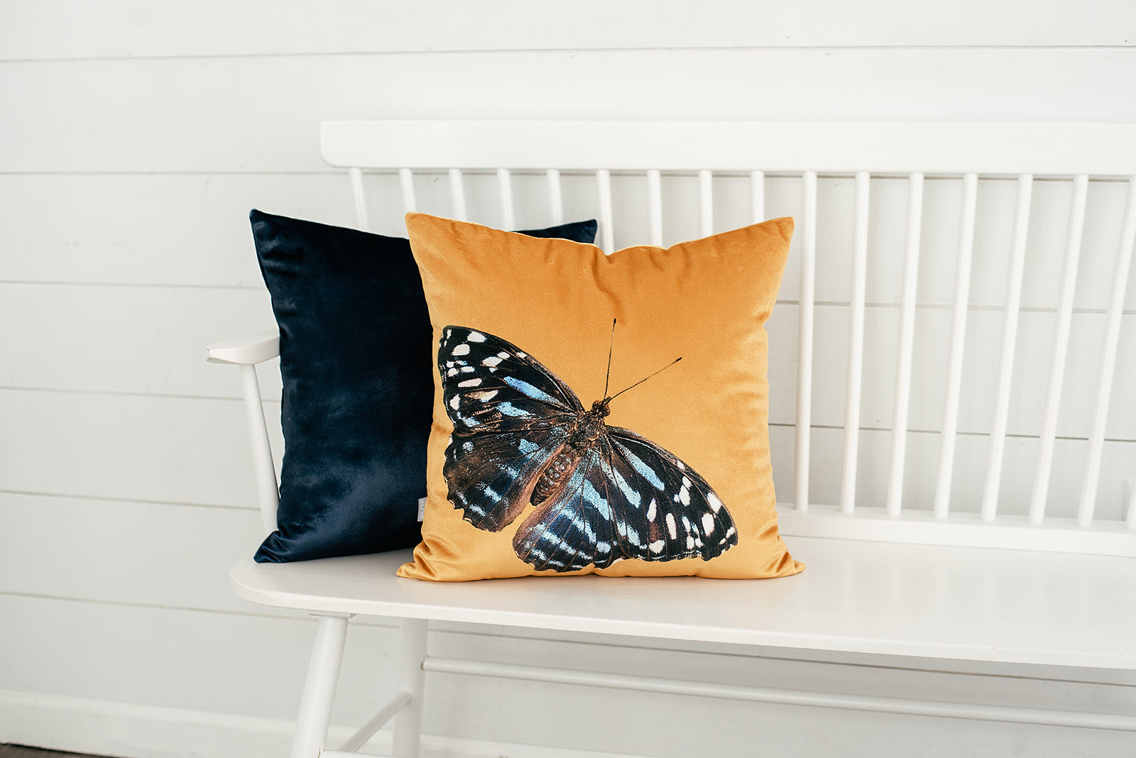 Golden Velvet Butterfly Pillow