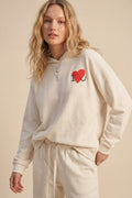 Cream Super-Soft Hoodie with Bouclé Heart Graphic