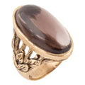 Enchanted Faceted Black Smoky Quartz Golden Ring