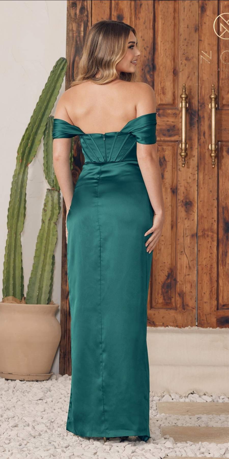 Nox Anabel Long Off Shoulder Strap Cowl Neckline Satin Dress