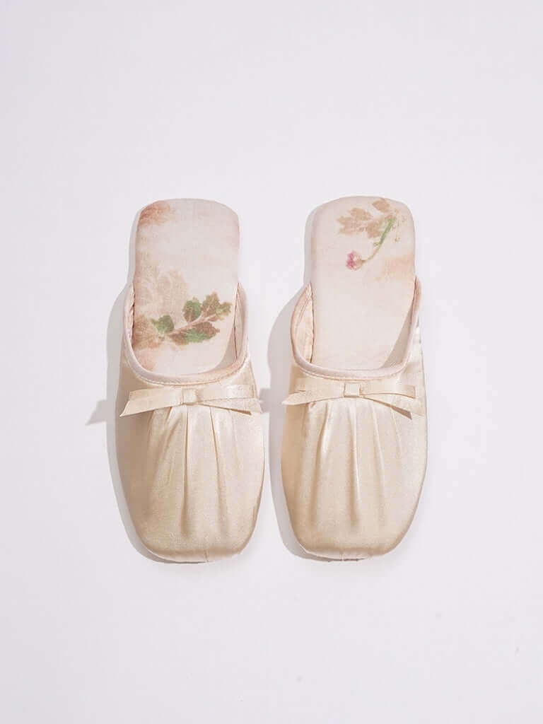 Ink Floral Print Slippers