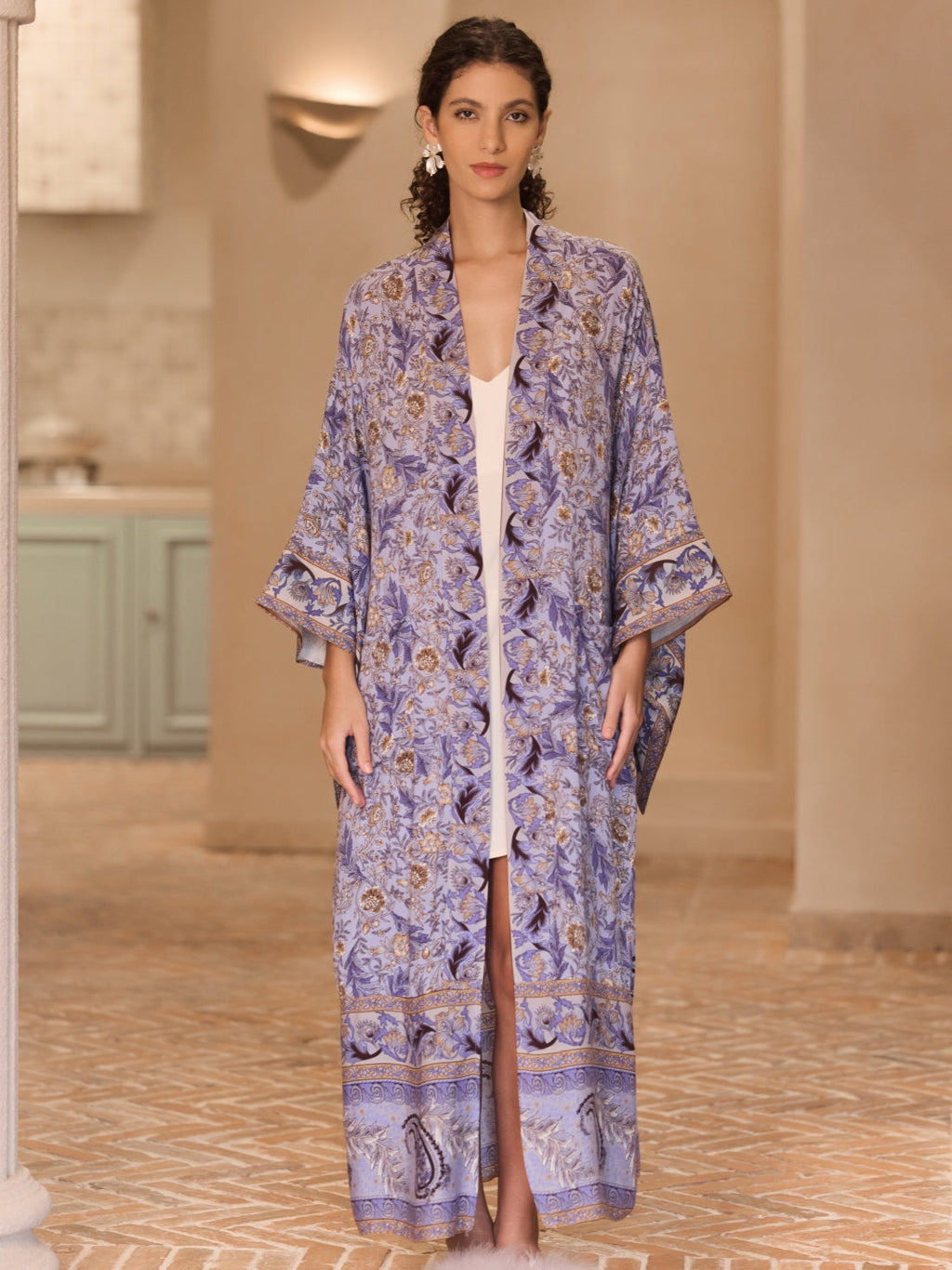 Vine Blossom Cotton Kimono Robe