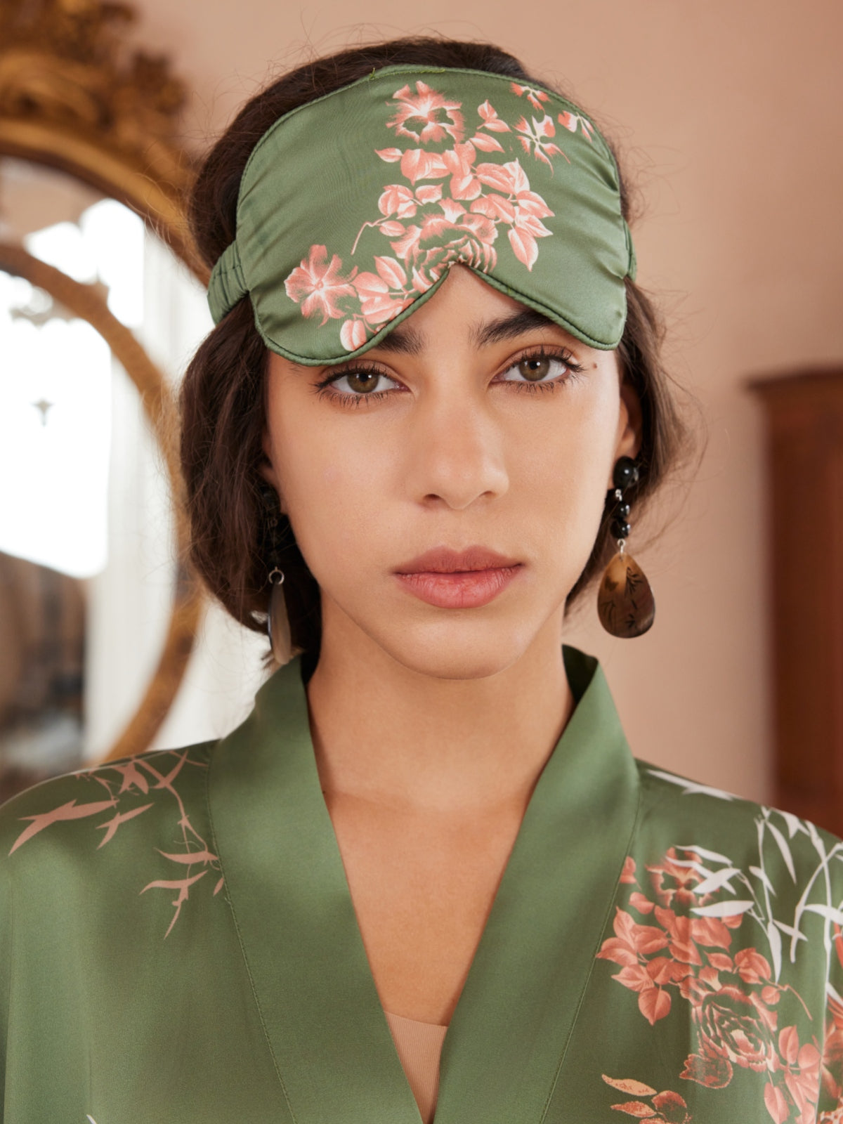Short Kimono Robe Olive