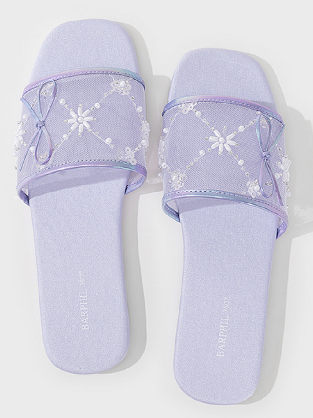 Embroidered Satin Bow House Slippers