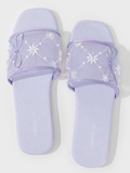 Embroidered Satin Bow House Slippers