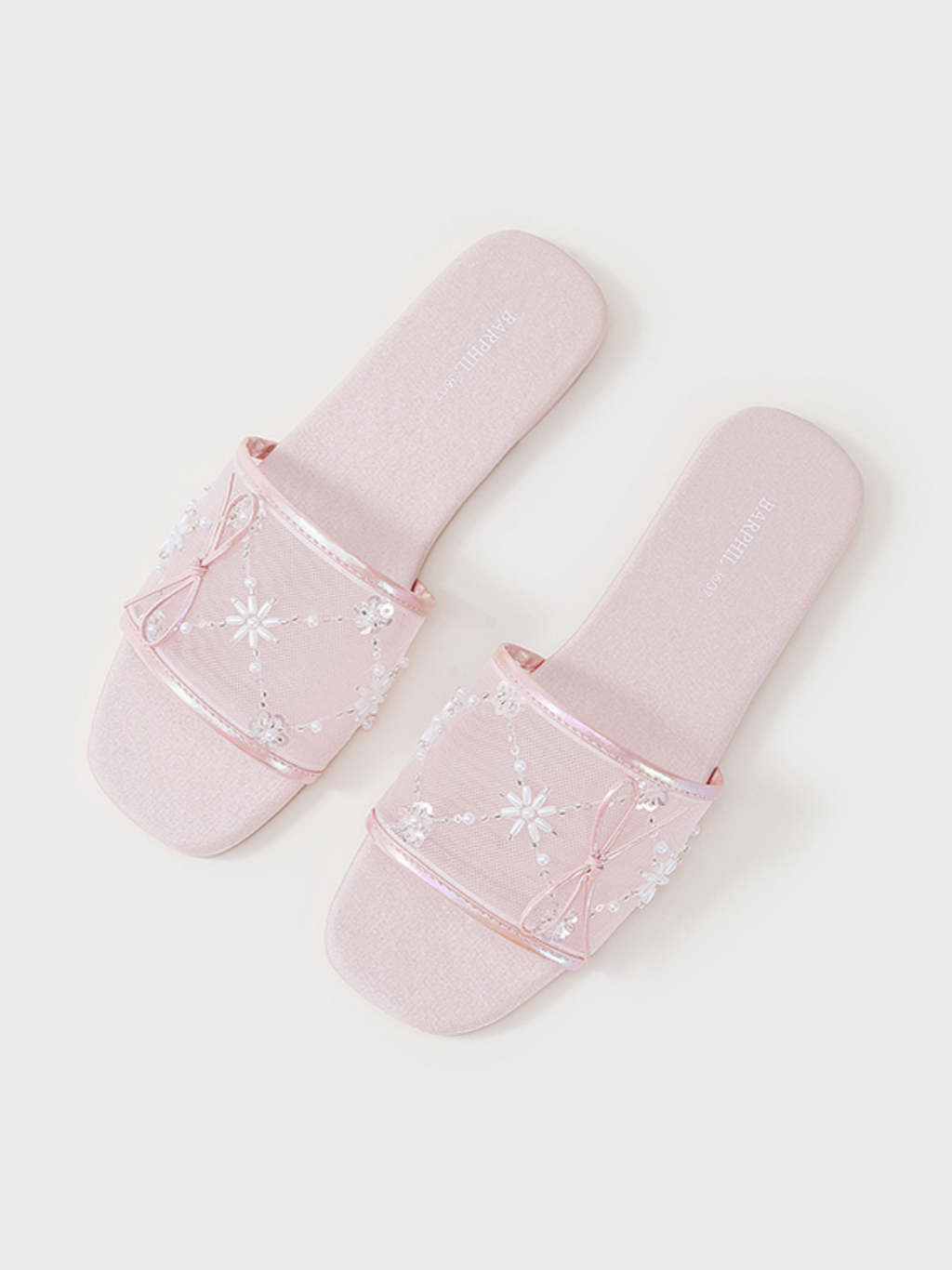 Embroidered Satin Bow House Slippers