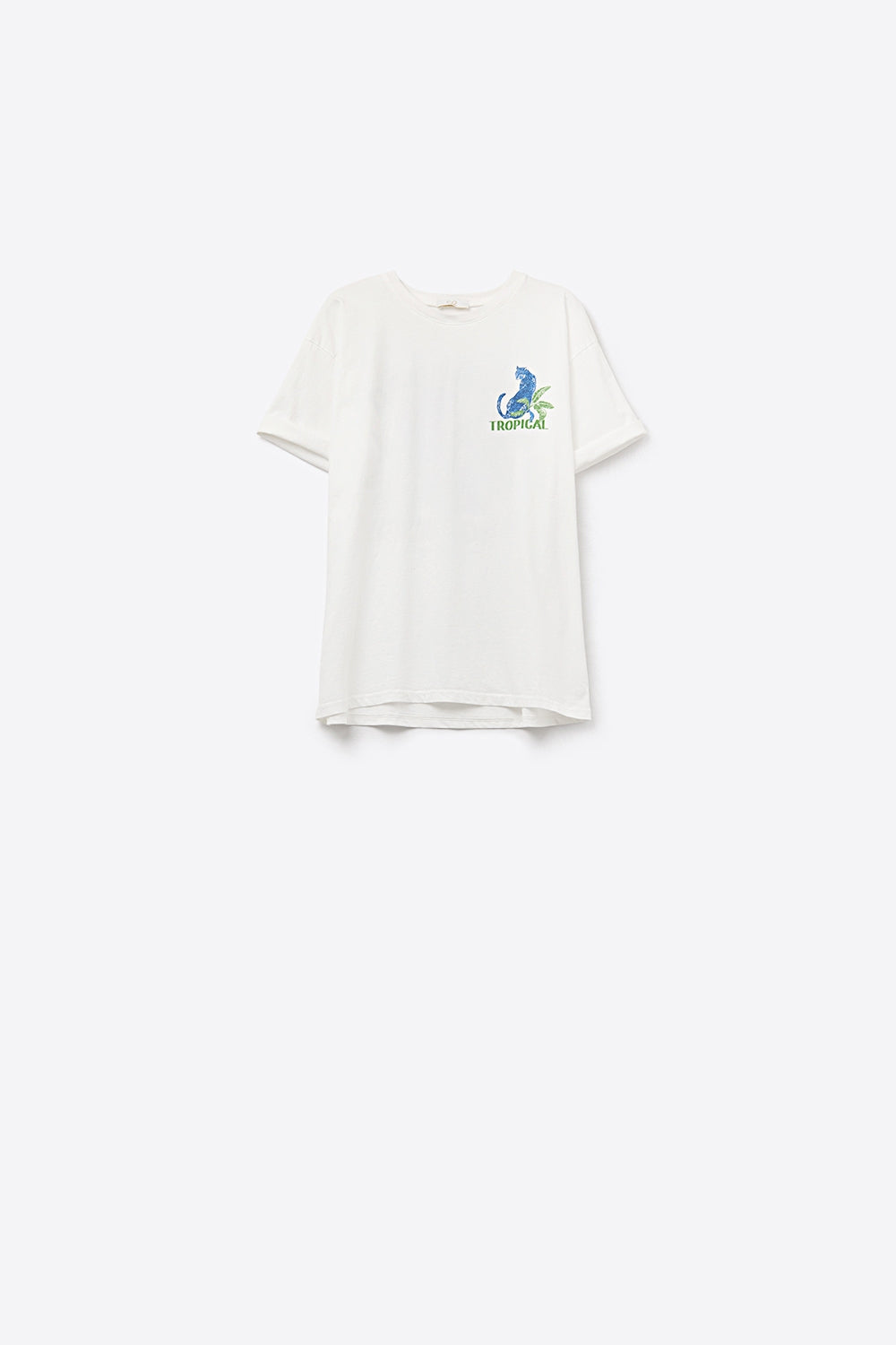 White t-shirt made in Italy with tropical graphic print