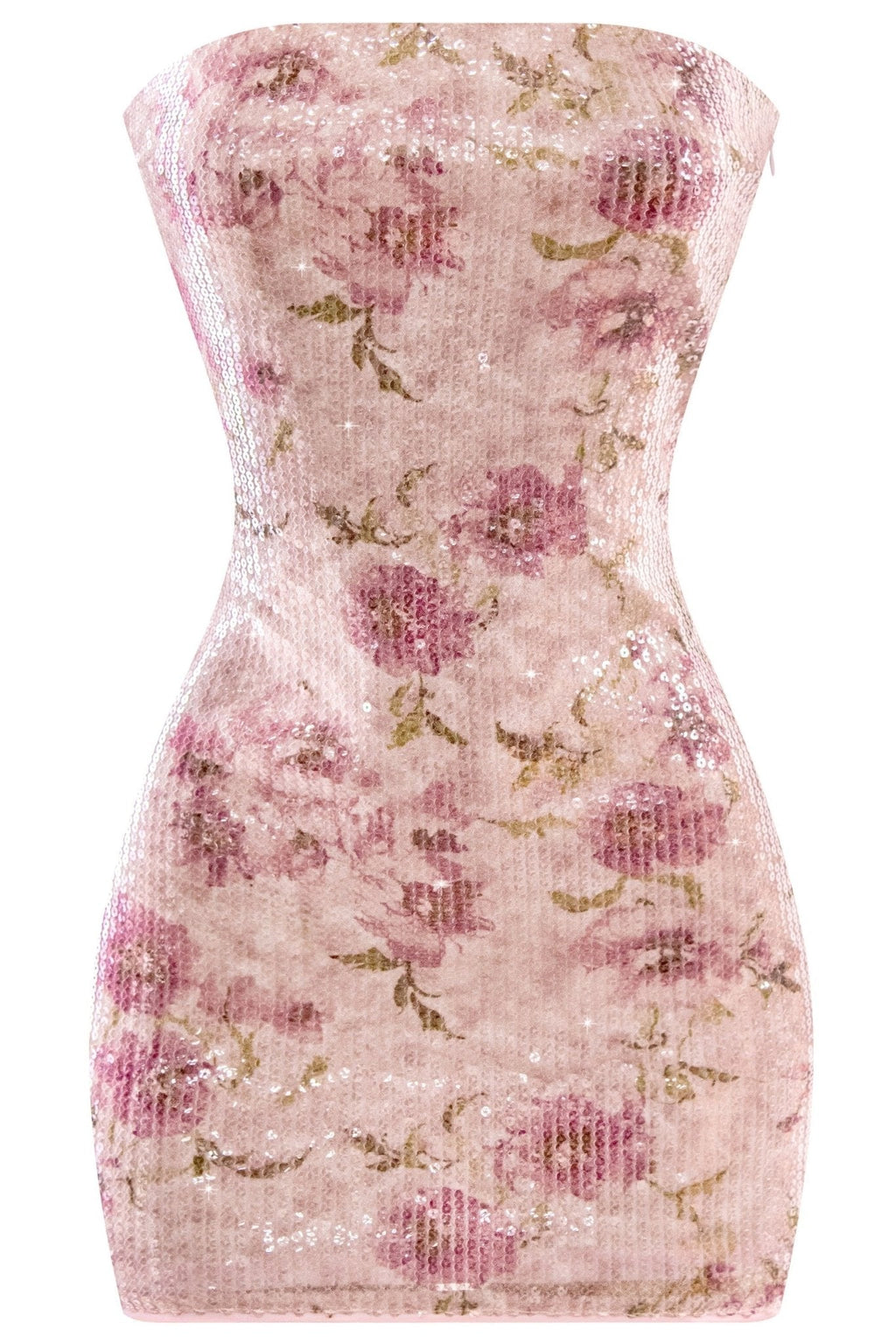 Amelia Luxury Strapless Floral Sequin Mini Dress
