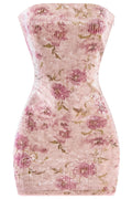 Amelia Luxury Strapless Floral Sequin Mini Dress