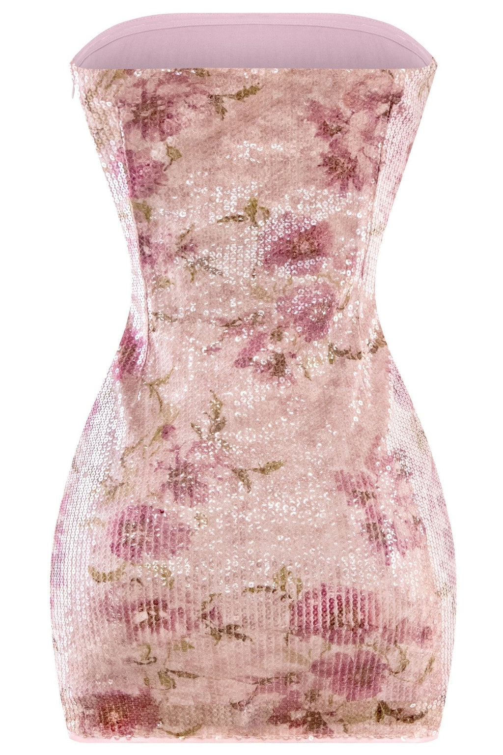 Amelia Luxury Strapless Floral Sequin Mini Dress