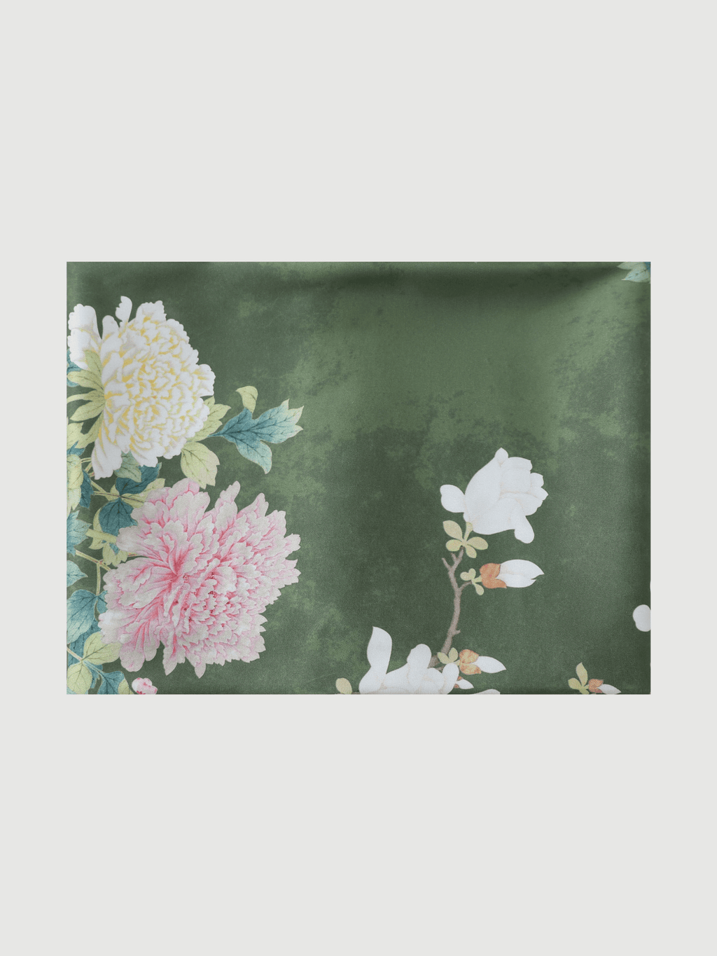 Olive Charmeuse Floral Square Scarf