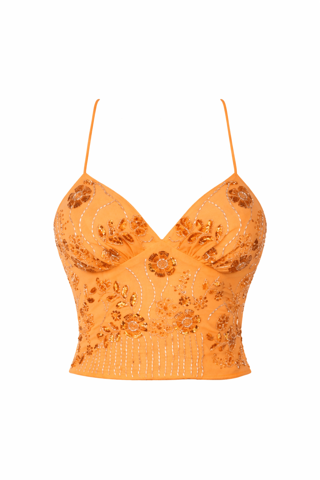 Floral Beaded Open Back Top