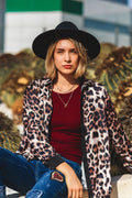 leopard shirt with black satin detail