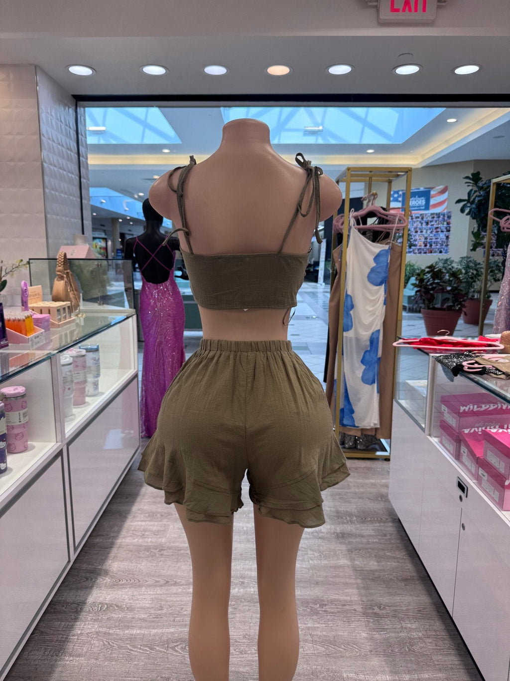 Maldives Linen Two Piece Crop Top Tie Set