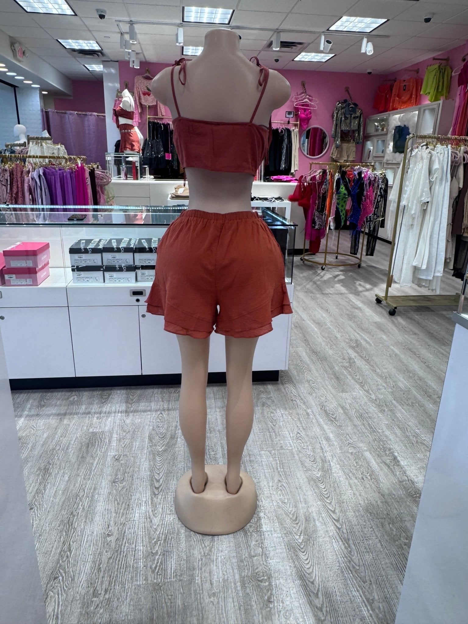 Maldives Linen Two Piece Crop Top Tie Set
