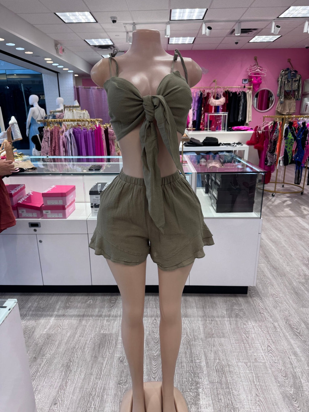 Maldives Linen Two Piece Crop Top Tie Set