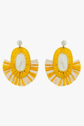 Maxi Dropped Raffia Earrings with Yellow and White Tassels