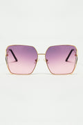 Oversized Square Metal Sunglasses In Purple Gradient Lens