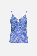 Satin top in paisley print print in blue