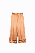 Satin Wide Leg Suit Pants In Camel