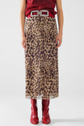 sheer long leopard print bodycon midi skirt