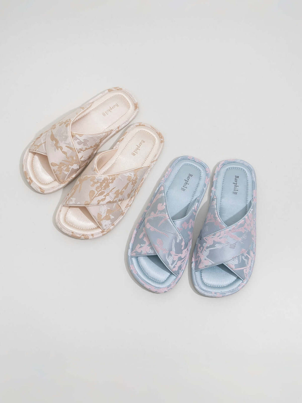 Classic Cross-Strap Embroidery Slippers