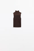 Striped high neck sweater In brown