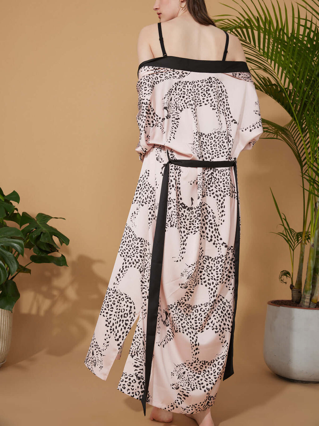 Pink Leopard Kimono Robe