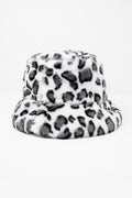 White bucket hat in animal print